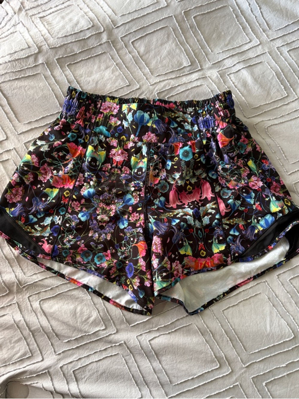 lululemon athletica Floral-Print Athletic Shorts - Black Multi